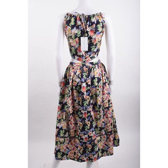 Something Navy Womens Cut-Out Dress Midi M Multi-Color Floral Blue Orange NWT - Picture 5 of 6